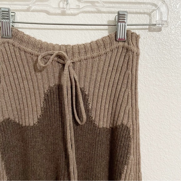 Danielle Guizio Zine Rib Knit Wool Cashmere Blend Flare Pants in Brown Khaki - Picture 7 of 10